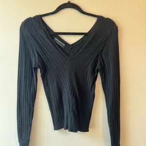 Urban Outfitters Black Ribbed Long Sleeve Blouse